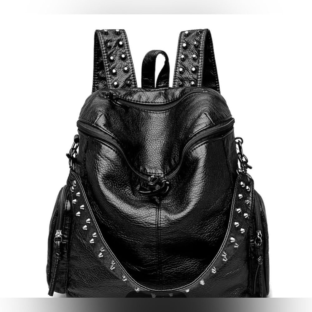 Faux Leather Backpack - Shoulder Bag